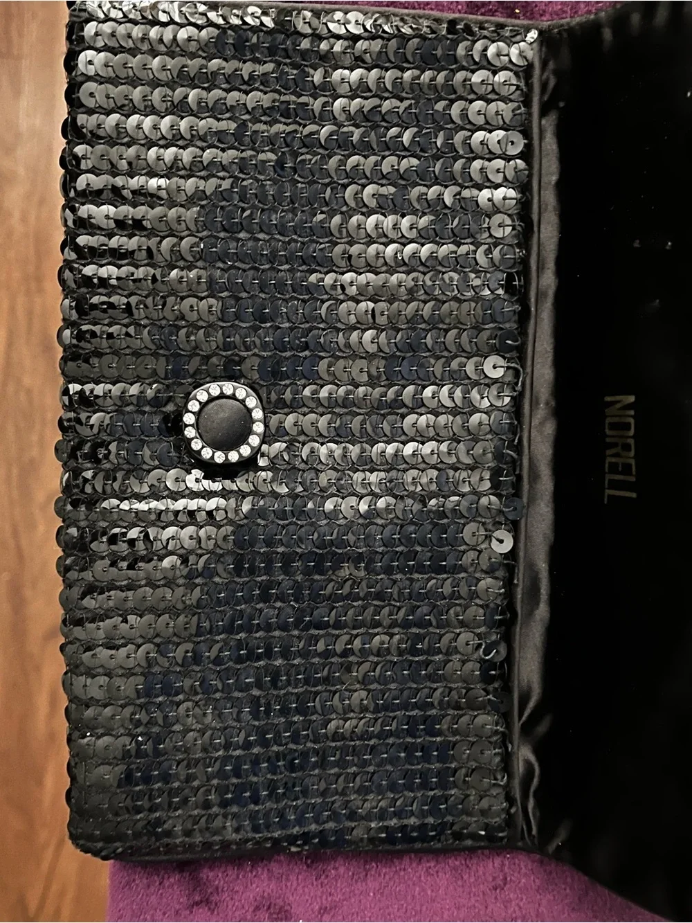 Yummy Fancy NORELL Black Sequin Rhinestone Clutch